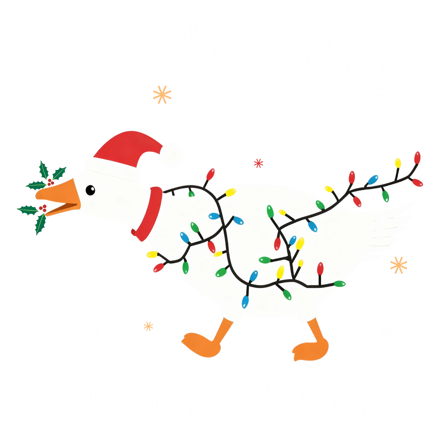 Festive Goose on the Loose DTF Prints