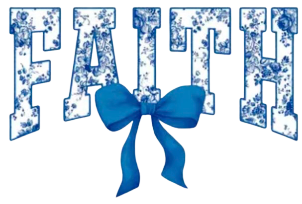 DTF Print Faith Blue Floral with Bow