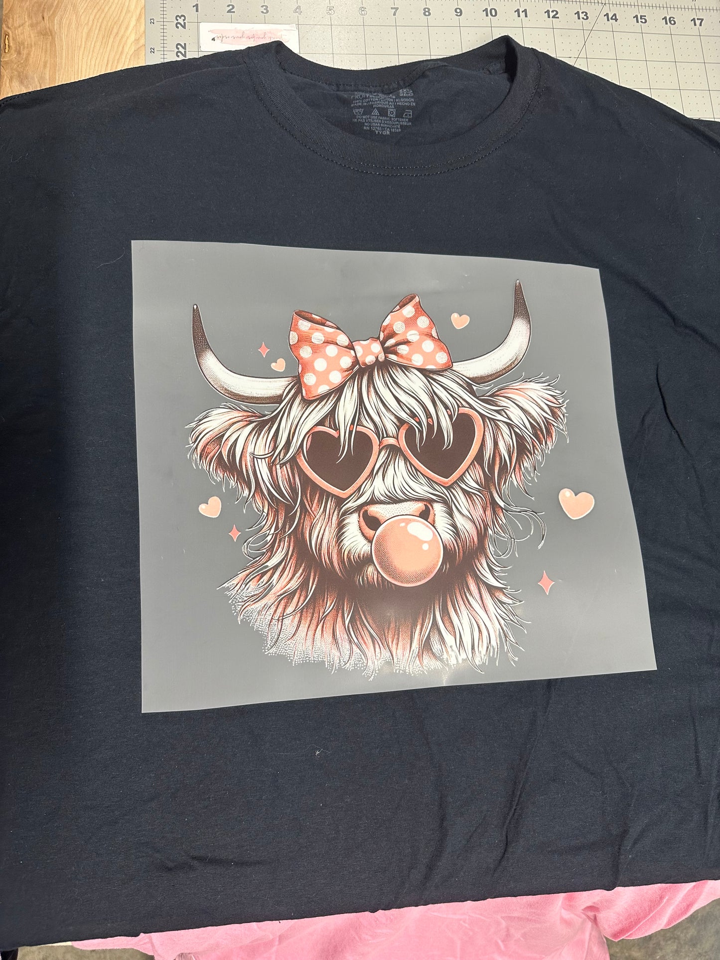 Highland Cow blowing bubble Adult T-shirt