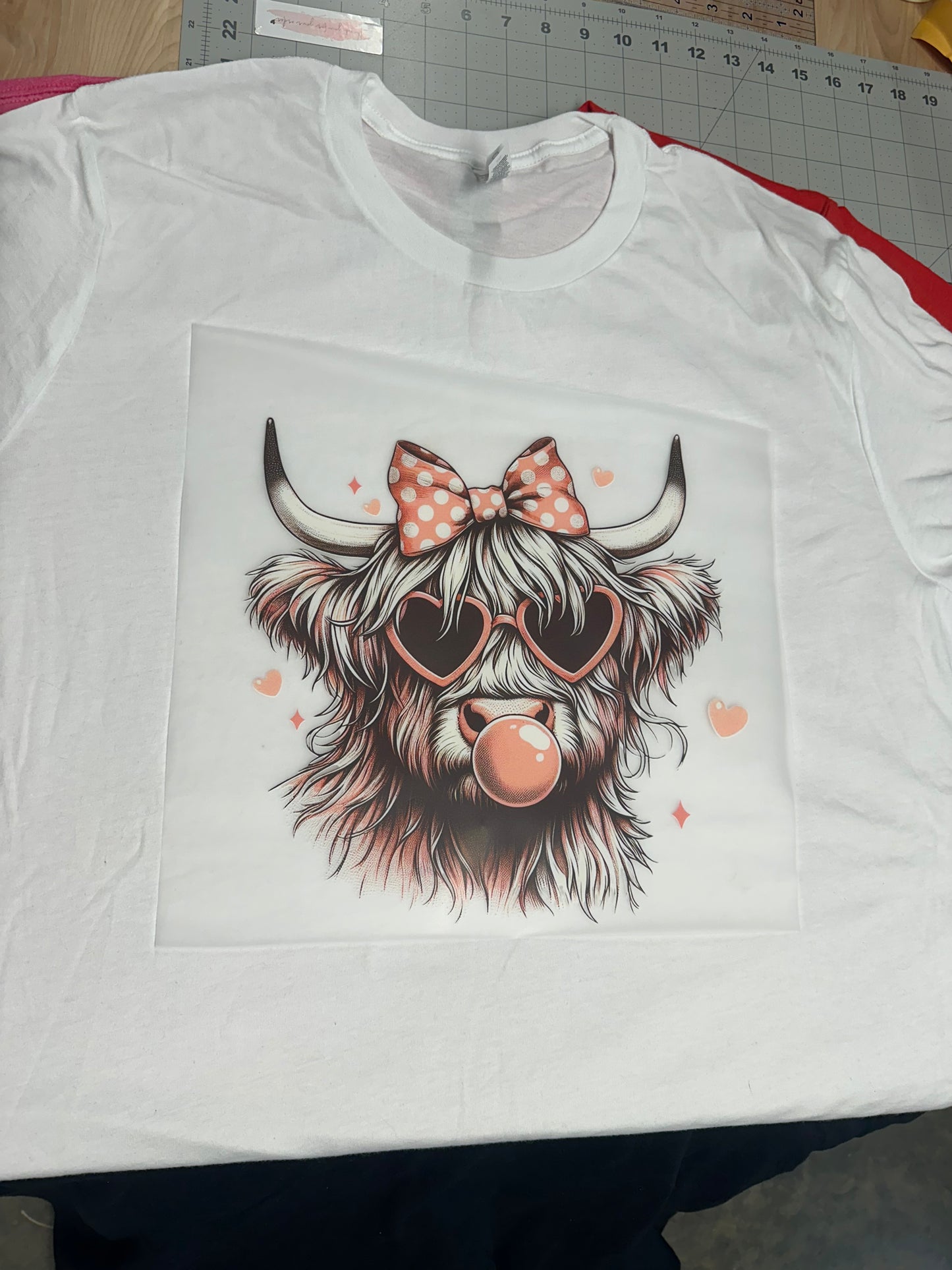 Highland Cow blowing bubble Adult T-shirt