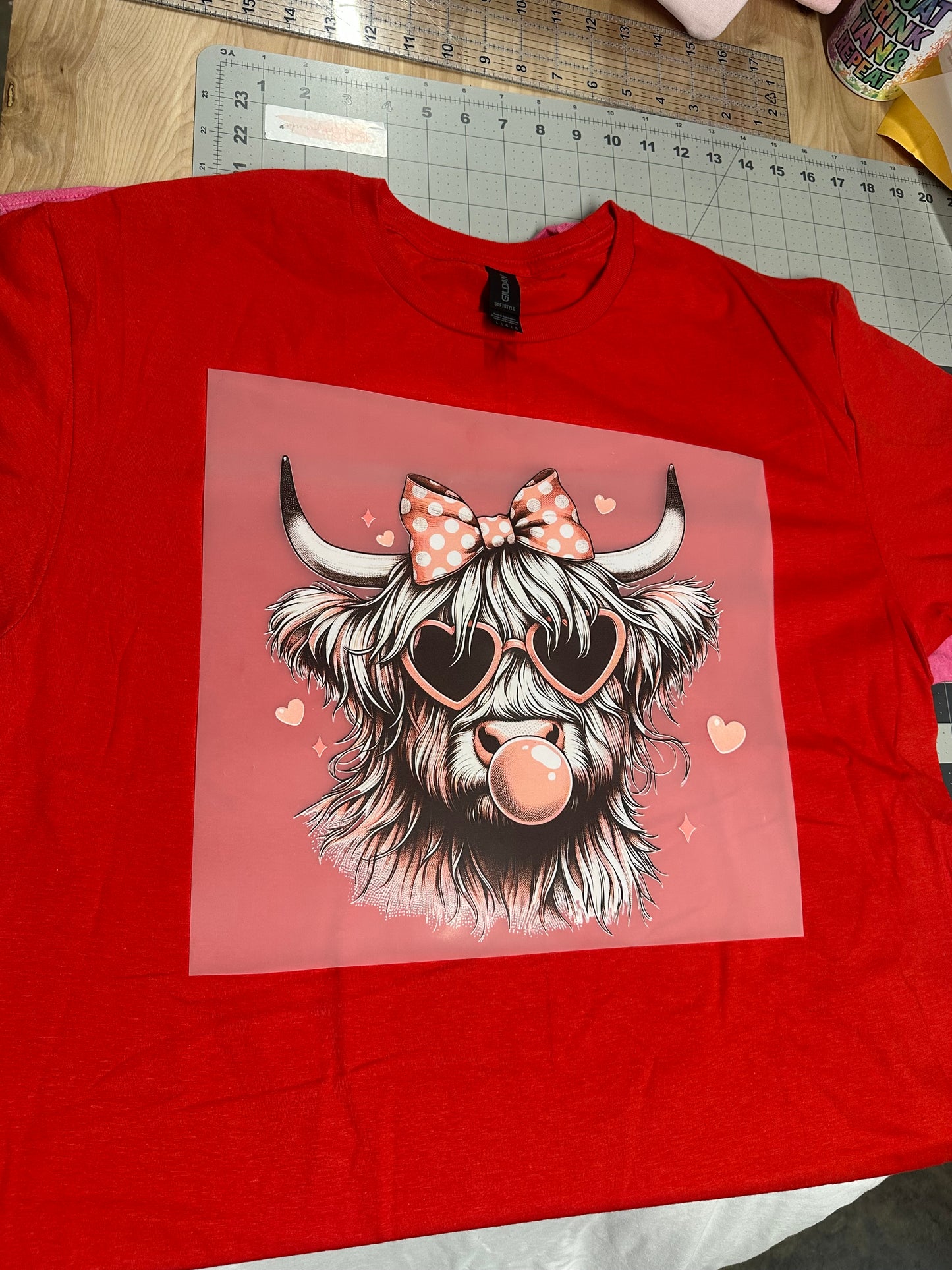 Highland Cow blowing bubble Adult T-shirt