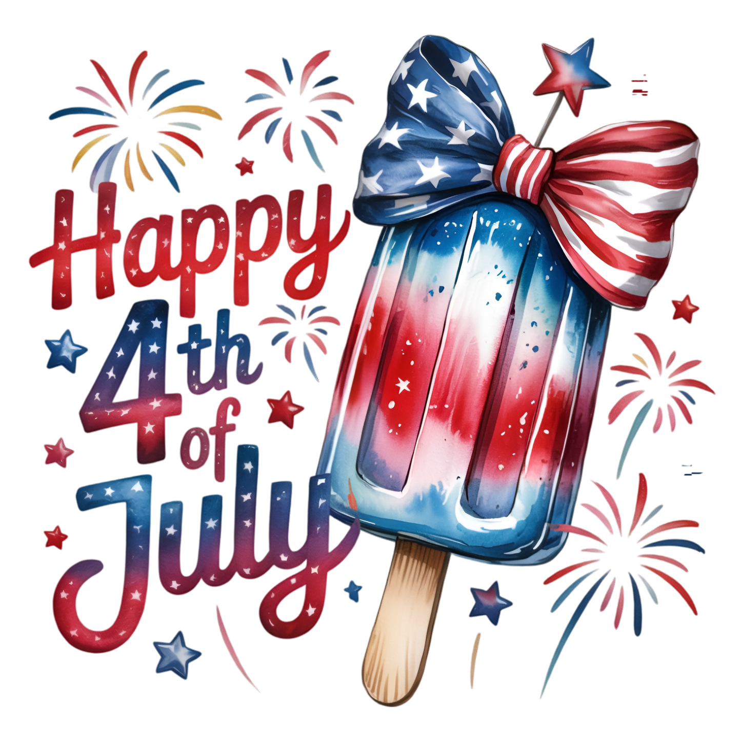 Happy 4th Bow Popsicle DTF Print