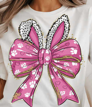Bunny ears with pink coquette bow