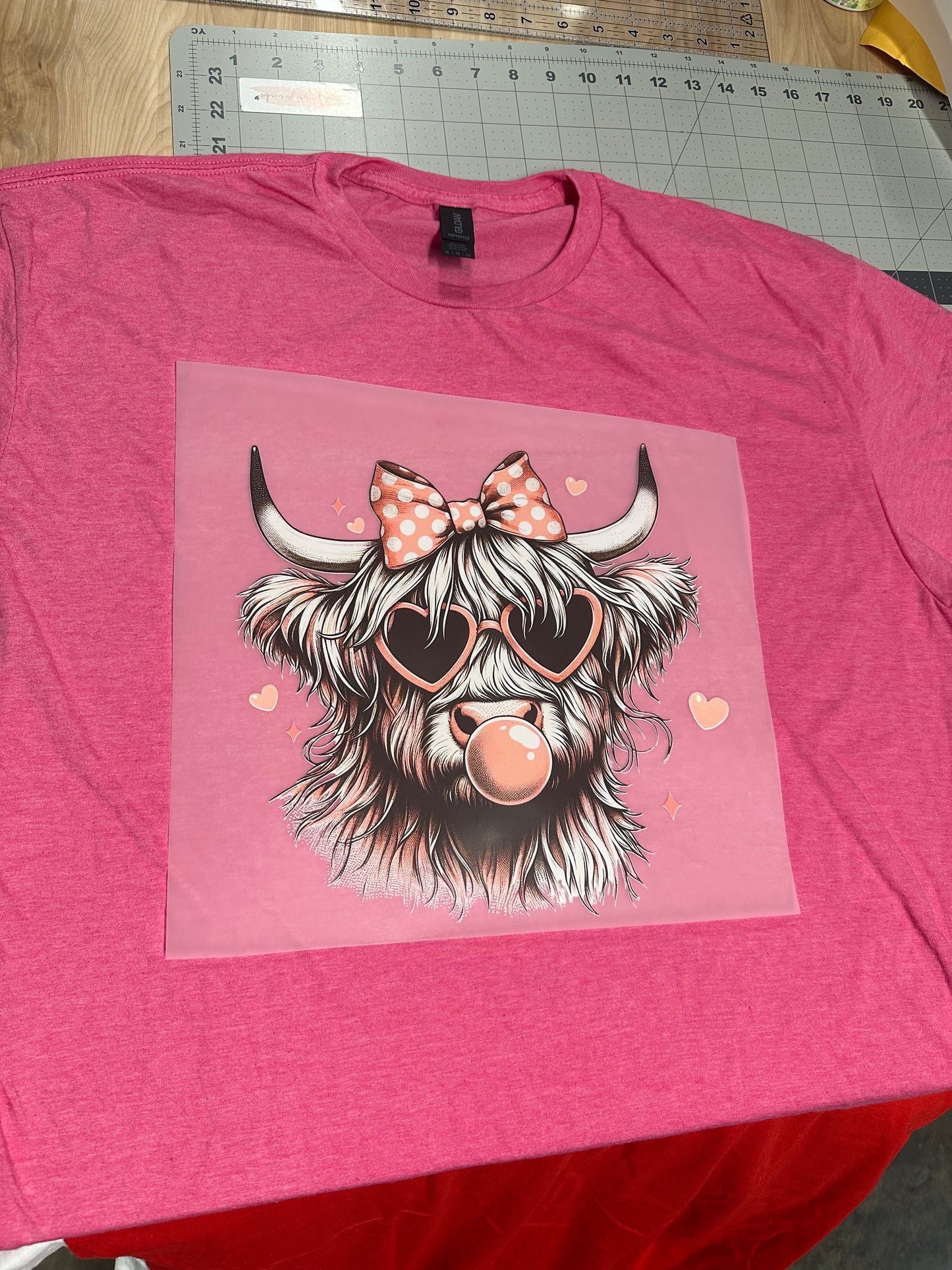 Highland Cow blowing bubble Adult T-shirt