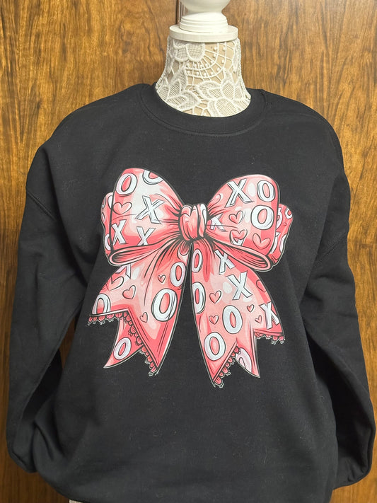 Dark pink XOXO coquette bow Sweatshirt
