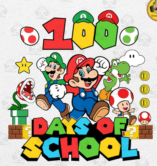 DTF Prints Mario 100 days of school