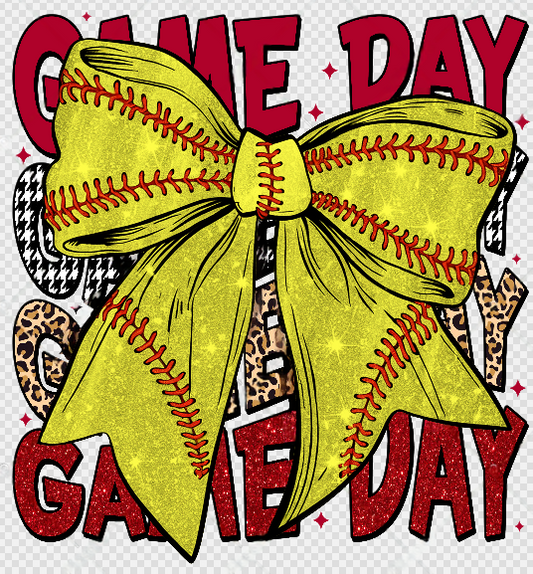 Game Day Soft Ball Bow DTF Print